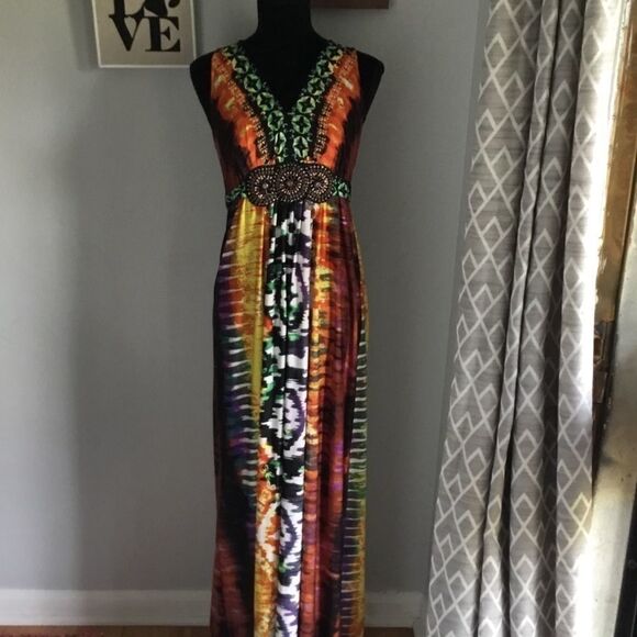 Multicolored Maxi Dress - Size 8 - Picture 5 of 7
